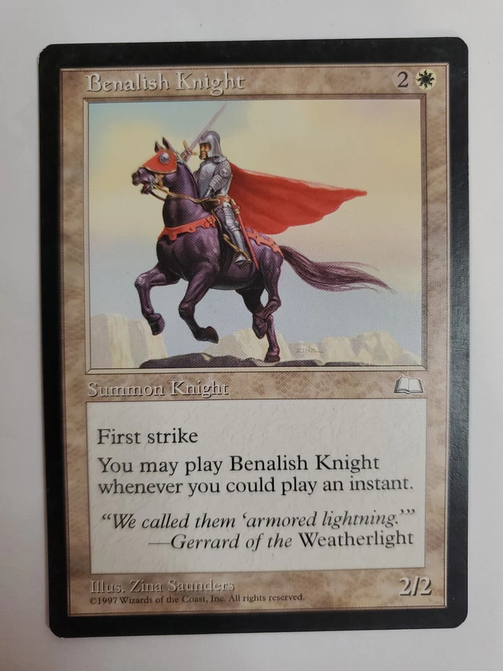 MTG Magic The Gathering Card Benalish KnightSummon Knight White Weatherlight  - Image 1 of 2