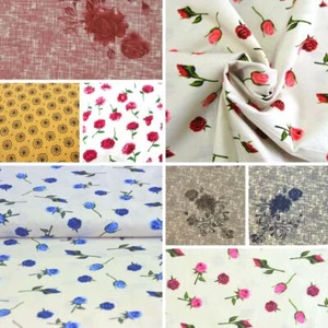 Cotton Poplin Floral Fabric - Roses Flower Print Dress Craft Fabrics HALF METRES - Picture 1 of 3
