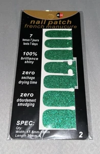 Nail Patch French Manucure Emerald Green Glitter - Picture 1 of 2