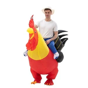 Mens Inflatable Red Rooster Costume Animal Party Farm Mascot Blow Up Chicken Zoo - Picture 1 of 15