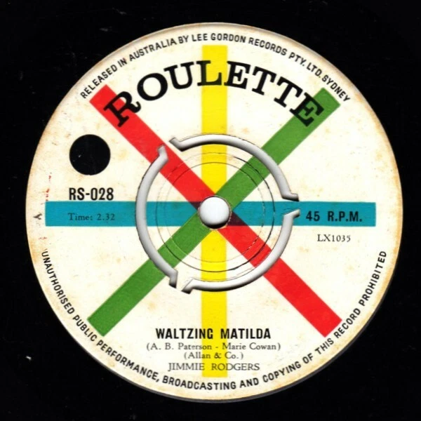 Waltzing Matilda - Jimmie Rodgers (1959 Australia) - Image 1 of 1