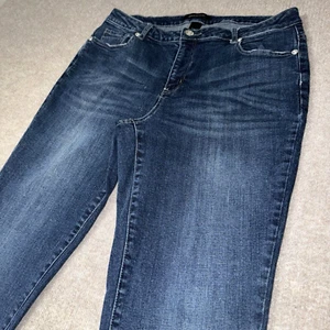 Ashley Stewart Jeans Womens 14 Curvy Straight Stretch Blue Denim Whiskered 34X32 - Picture 1 of 17