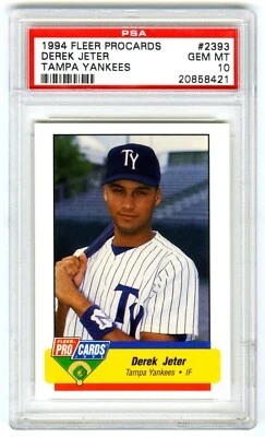 DEREK JETER~1994 PROCARDS TAMPA YANKEES PSA-10 GEM-MT MINORS ROOKIE RC CARD#2393 - Image 1 of 2