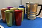 Vintage Aluminum Pitcher and Set of 8 Cups Tumblers MCM Metal +1 Xtra