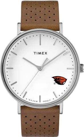 Womens Timex Oregon State Beavers Watch Bright Whites Leather Cover