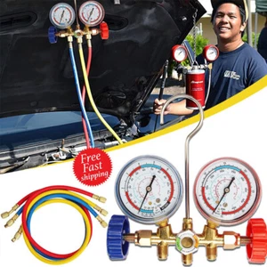A/C 3-Way Car Air Conditioner Diagnostic Recharge Measuring Kits Hose Gauge New - Picture 1 of 13