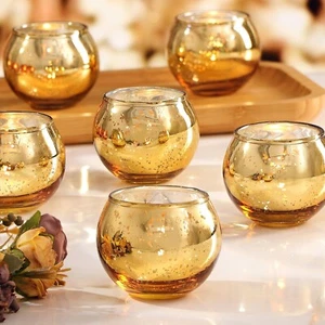 LAMORGIFT 24 Pcs Gold Votive Candle Holders- Mercury Glass Votive Candle Holders - Picture 1 of 8