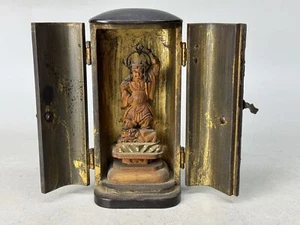 Y8762 STATUE Holz Bishamonten Buddha Figur Schrein Japan Antik Interieur - Bild 1 von 10