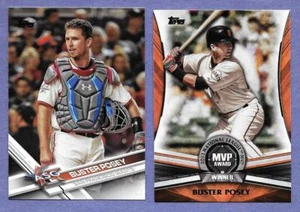 2017 Topps Update Buster Posey Giants Set of 2 cards in Near Mint Condition - Picture 1 of 2