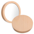 2 PCS Pocket Mirror Girls Pocket Round Mirror Wooden Handheld Mirror