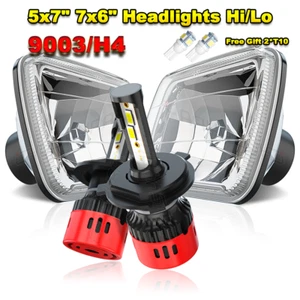 For Chevrolet C10 C20 C30 1981-1986 Pair 5x7" 7x6" Square White LED Headlights - Picture 1 of 12