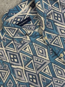 Tommy Bahama Hemd Herren M Blau Geometrisch Seide Tropical Hawaiian Magnum - Bild 1 von 8