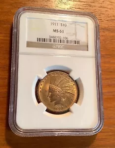 1911 $10 ORO TESTA DI INDIANO AQUILA NGC MS 61 - Foto 1 di 2