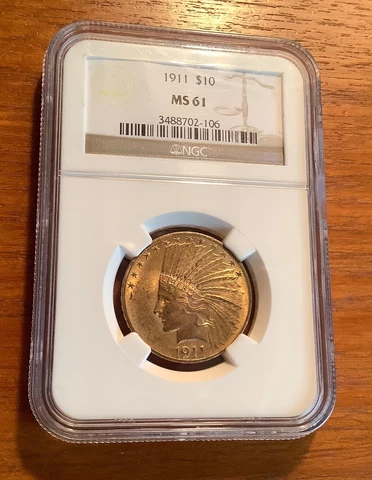 1911 $10 GOLD INDIAN HEAD EAGLE NGC MS 61 Cover
