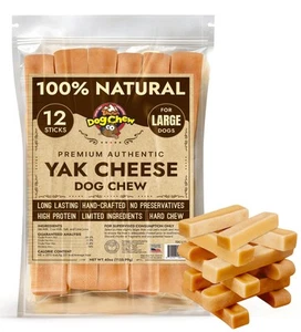 Yak Cheese Sticks (12 Large Chews) - Handmade Treats for Aggressive Chewers, ... - Picture 1 of 8