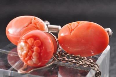 Certificación Rosa Coral Gemelos y Corbatas (Total 54.5ct) "Flores de Cerezo" Foto 1 de 4