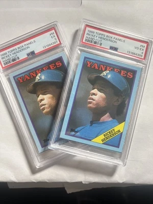 2 paneles de caja Topps 1988 #M Rickey Henderson | PSA4 y 5 EX corte a mano | HOF Yankees Foto 1 de 2
