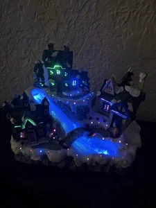 Fiber Optic Light Up Color Changing Christmas Village Waterfall Music Option - Picture 1 of 14