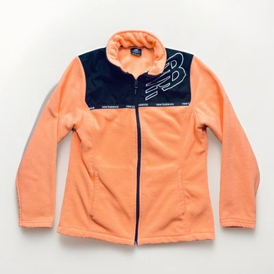 Jaqueta de lã New Balance feminina grande zíper completo pêssego Athleisure suéter ativo - Imagem 1 de 4