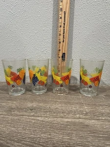 Set of 4, Vintage, Fruit Design, Firna, Indonesia, Juice Glasses 6oz. - Picture 1 of 5