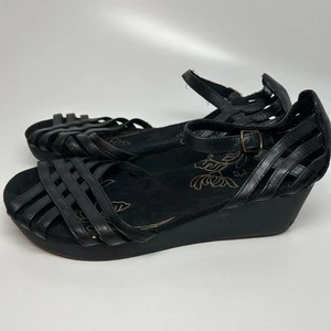 NUEVAS Sandalias Skechers Orchard Blossom Para Mujer 8 Cuero Negro Tirantes Cuña - Imagen 1 de 8