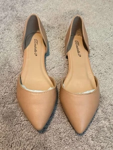Breckelle's D'Orsay Pointed Toe Flats Dainty Bow Detail Size 7.5 Tan New - Picture 1 of 6