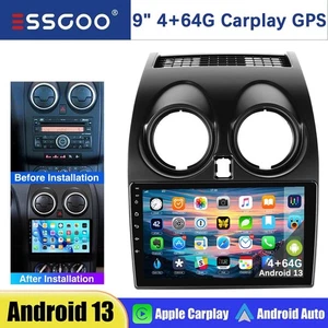4+64G Para Nissan Qashqai 1 J10 2006-2013 Carplay Radio Estéreo Android 13 GPS BT - Imagen 1 de 14