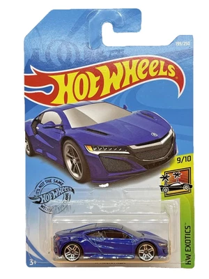 Tarjeta larga Hot Wheels ’17 Acura NSX HW Exotics azul 100/250 - FYC34 - escala 1:64 Foto 1 de 4