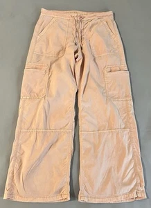 American Eagle Peach Stretch Cargo Baggy Wide-Leg Pant Size 8 Waistband - Picture 1 of 12