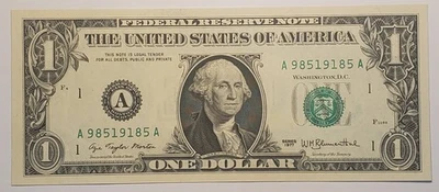 GEM Uncirculated 1977 $1 FRN from Boston District, serial# A98519185A - Image 1 of 2