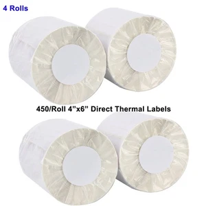 4 Rolls 4x6 Direct Thermal Shipping Labels 450/Roll for Zebra Eltron 2844 Zp450 - Picture 1 of 6