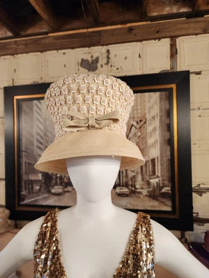 Shellie McDowell Wide Brim Pearl And Lace Covered Church Hat - Image 1 of 4