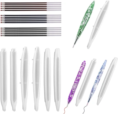 Set Di 6 Stampi per Penne in Resina Epossidica - Stampi in Silicone Con Ricarich - Immagine 1 di 4