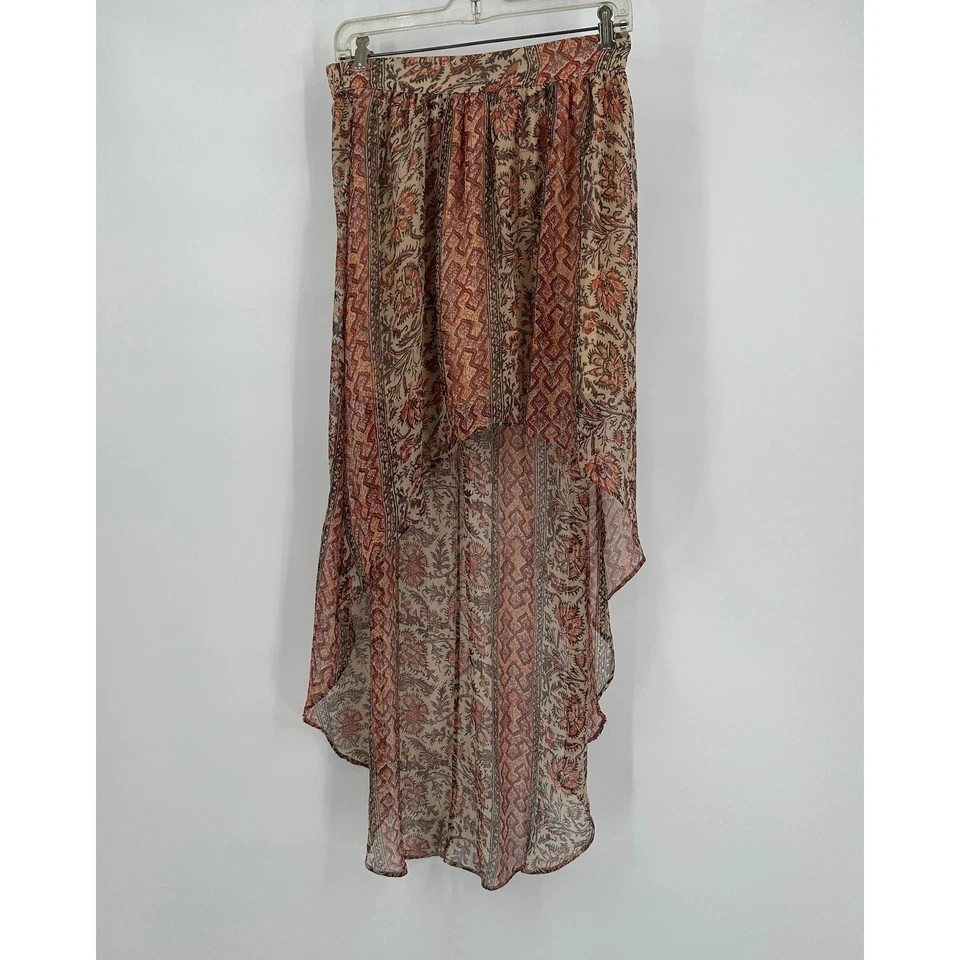 Ecote 女式高低中裙 M 透明花卉波西米亚童话流畅 Ethereal — 第 1/4 张图片