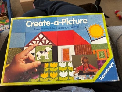 Vintage 1987 Ravensburger Create-a-Picture Complete Set Building Mozaic Puzzle - Image 1 of 4