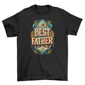 Best Father Shield t-shirt: Dad's Armor of Love - 100% Superhero Cotton, Funny U - Picture 1 of 46