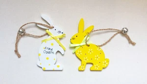 Anhänger Osteranhänger Osterschmuck Holz Hase Osterhase Ostern Deko 2er Set - Bild 1 von 2