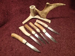 SCHARFES VINTAGE 6 MESSER SET HANDARBEIT KNOCHEN / HORNGRIFF VOLKSKUNST SCHWEDEN SCHWEDISCH - Bild 1 von 6