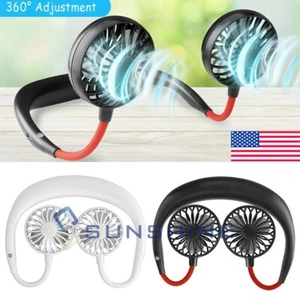 USB Neckband Portable Sports Face Fan Personal Hands-Free Wearable Cooling Fan - Picture 1 of 28