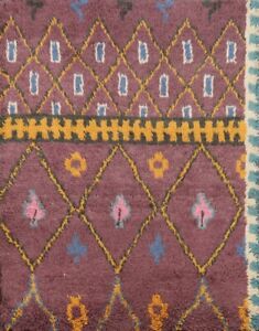 Thick-Plush Modern Moroccan Berber Geometric Oriental Area Rug Wool Handmade 4x5