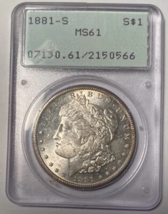 1881-S Morgan Silver Dollar PCGS MS61 Old Rattler Holder - Picture 1 of 4