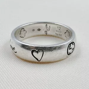 Gucci Blind for Love Ring 925 Sterling Silver Ring Size 12 (L) - Picture 1 of 6
