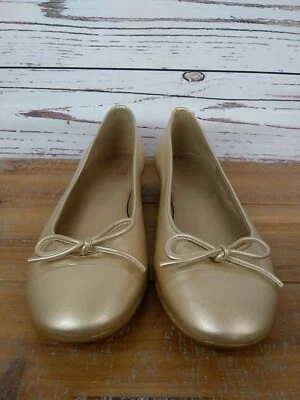Stuart Weitzman Women's Leather Ballerina Flats Shoes in Gold Size 5 EXC - Image 1 of 4