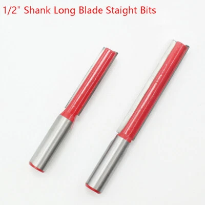 1/2" Inch Shank Extra Long Blade Straight Carbide Router Cutter Bit Twin Fluted - image 1 of 4