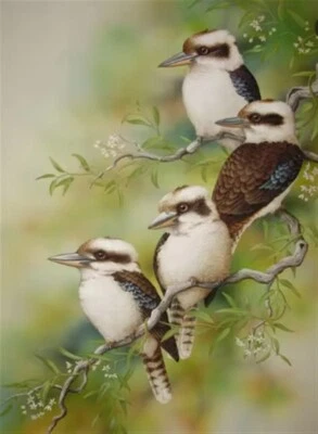 5D Diamond Painting Kit Full Round Drill 4 Kookaburra's 30X40 CM Art Craft DYI - image 1 of 3