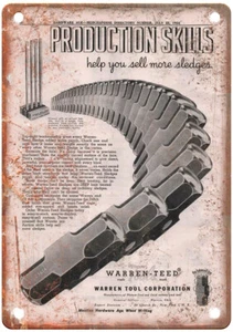 Vintage 1954 Warren Tool Corporation Ad Reproduction Metal Sign Z280 - Picture 1 of 1