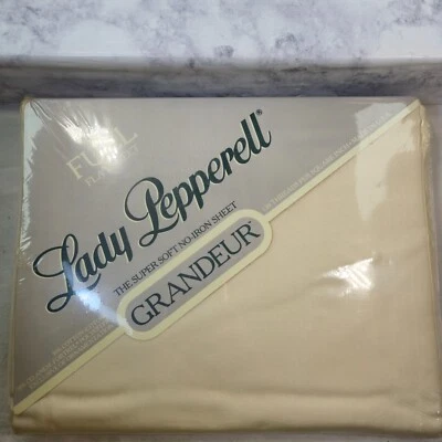 Vintage Lady Pepperell Ivory No Iron Flat Sheet Full Size NOS - Image 1 of 4