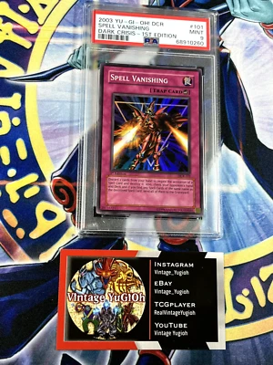Yugioh Spell Vanishing DCR-101 1st Edition PSA 9 Super Rare - Image 1 of 4