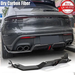 Fit For Porsche Macan GTS S 2022-24 Dry Carbon Rear Bumper Diffuser Lip W/Lights - Picture 1 of 14