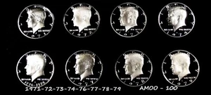 Medio dólar Kennedy 1971-1973-1974-1976-1977-1978-1979 prueba - Imagen 1 de 1